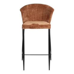Chaise de bar en velours terracotta et acier noir Georgia - Dutchbone