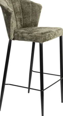 Chaise de bar en velours vert et acier noir Georgia - Dutchbone