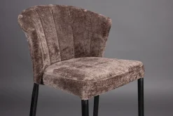 Chaise de bar en velours violet et acier noir Georgia - Dutchbone