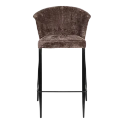 Chaise de bar en velours violet et acier noir Georgia - Dutchbone