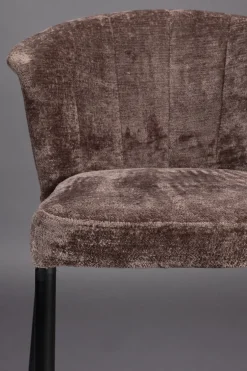 Chaise de bar en velours violet et acier noir Georgia - Dutchbone