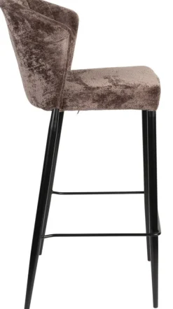 Chaise de bar en velours violet et acier noir Georgia - Dutchbone
