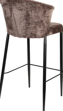 Chaise de bar en velours violet et acier noir Georgia - Dutchbone