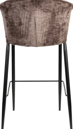 Chaise de bar en velours violet et acier noir Georgia - Dutchbone