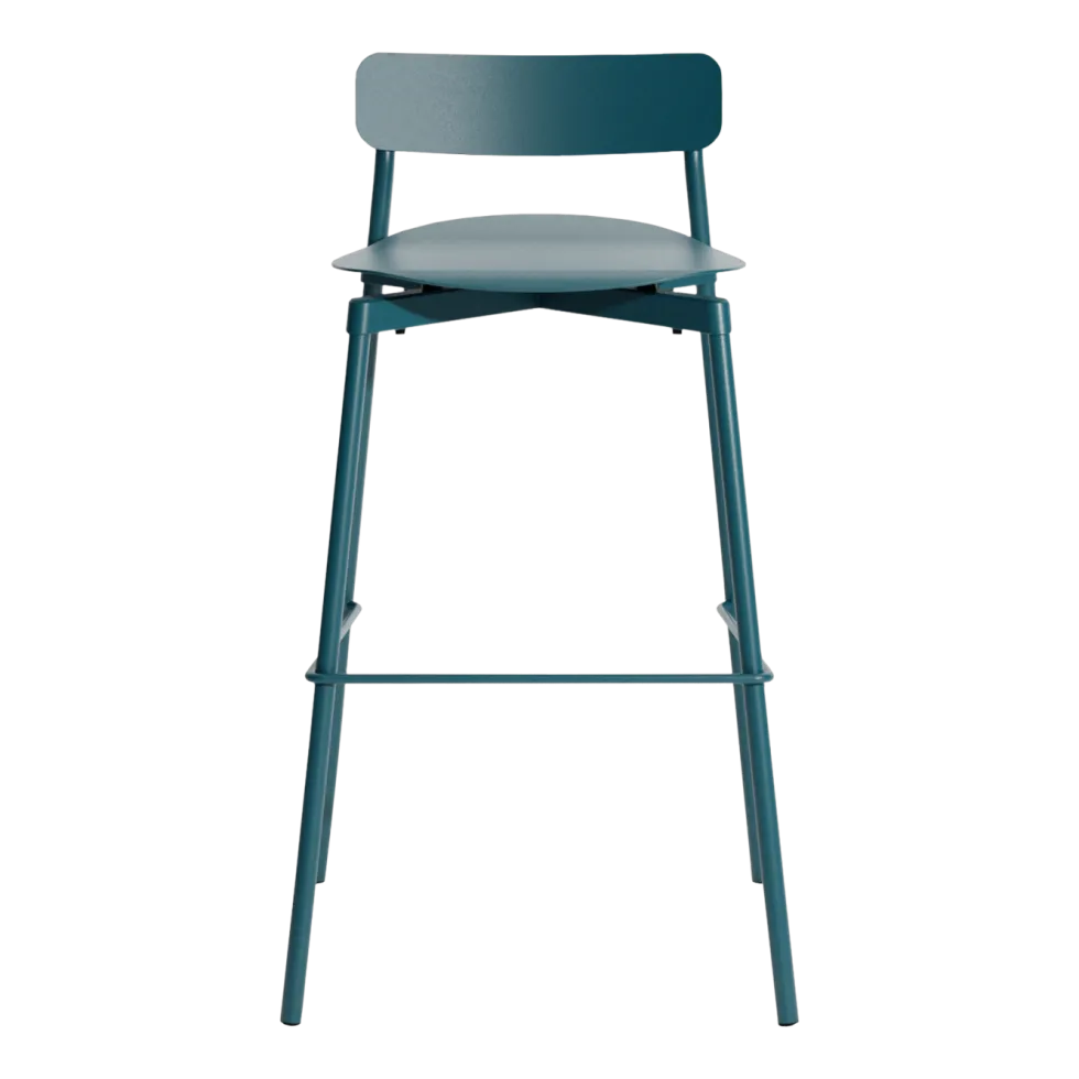 Chaise de bar extérieure en métal bleu océan 75cm Fromme - Petite friture