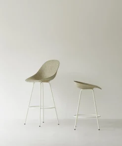 Chaise de bar recyclable en herbes marines et acier crème 65cm Mat - Normann Copenhagen