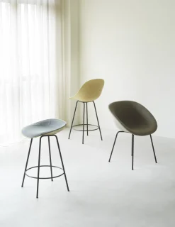Chaise de bar recyclable en herbes marines et acier noir 65cm Mat - Normann Copenhagen