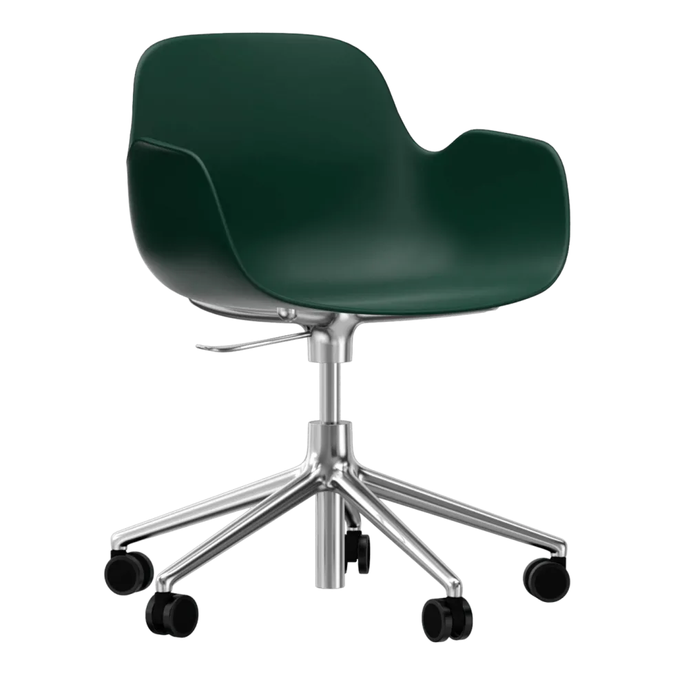 Chaise de bureau avec accoudoirs en aluminium et pp vert Form - Normann Copenhagen