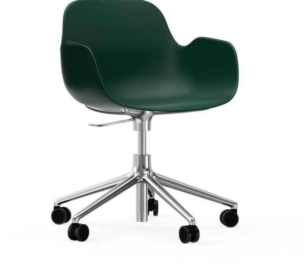 Chaise de bureau avec accoudoirs en aluminium et pp vert Form - Normann Copenhagen