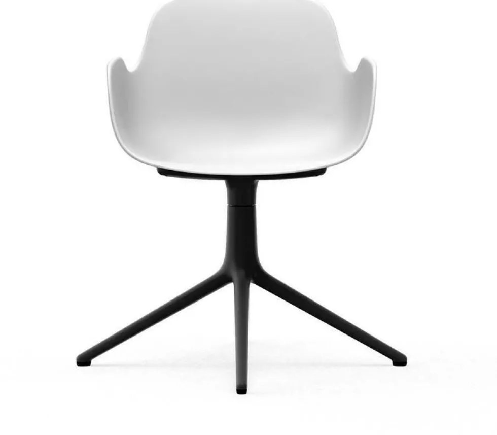 Chaise de bureau avec accoudoirs en polypropylene blanche et noire Swivel 4L blanc - Normann Copenhagen