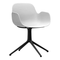 Chaise de bureau avec accoudoirs en polypropylene blanche et noire Swivel 4L blanc - Normann Copenhagen