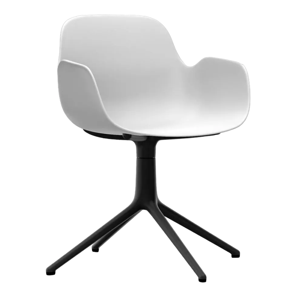 Chaise de bureau avec accoudoirs en polypropylene blanche et noire Swivel 4L blanc - Normann Copenhagen