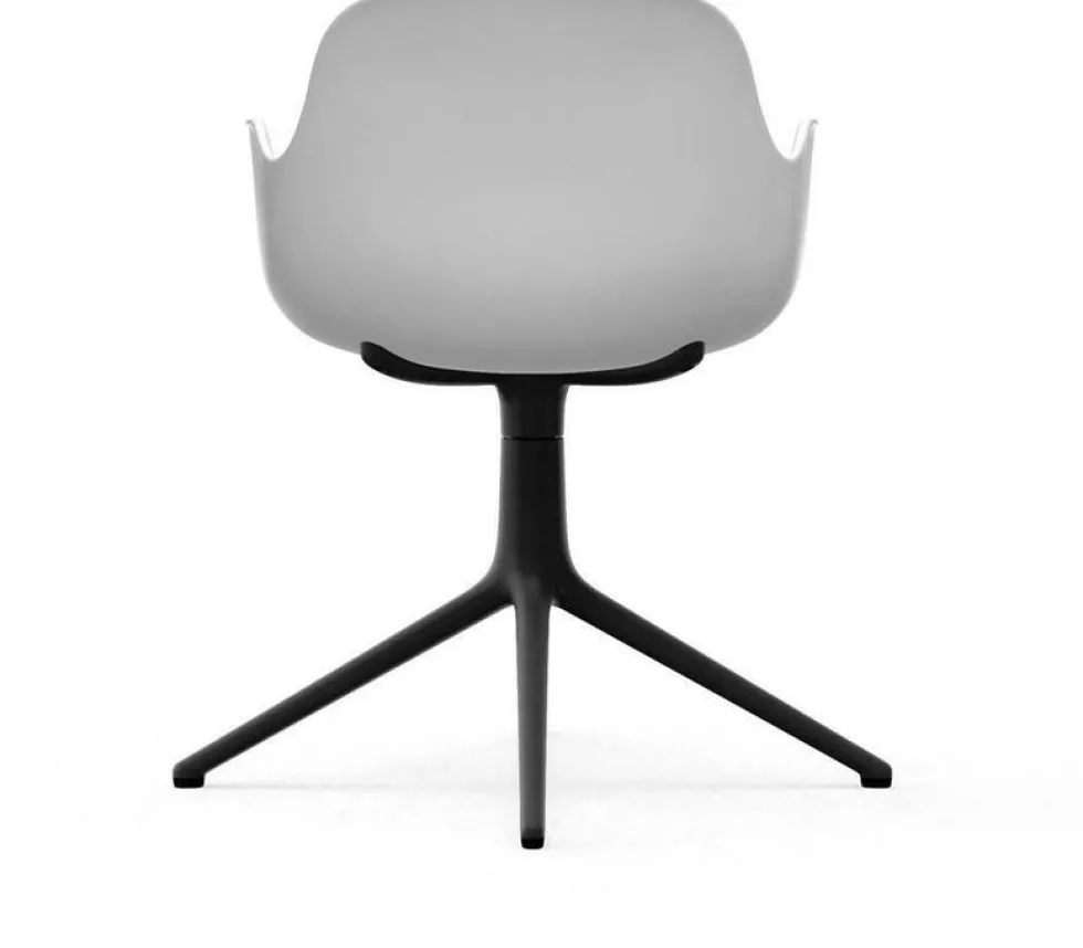 Chaise de bureau avec accoudoirs en polypropylene blanche et noire Swivel 4L blanc - Normann Copenhagen