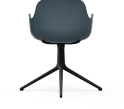 Chaise de bureau avec accoudoirs en polypropylene bleue et base noire Swivel 4L bleu - Normann Copenhagen
