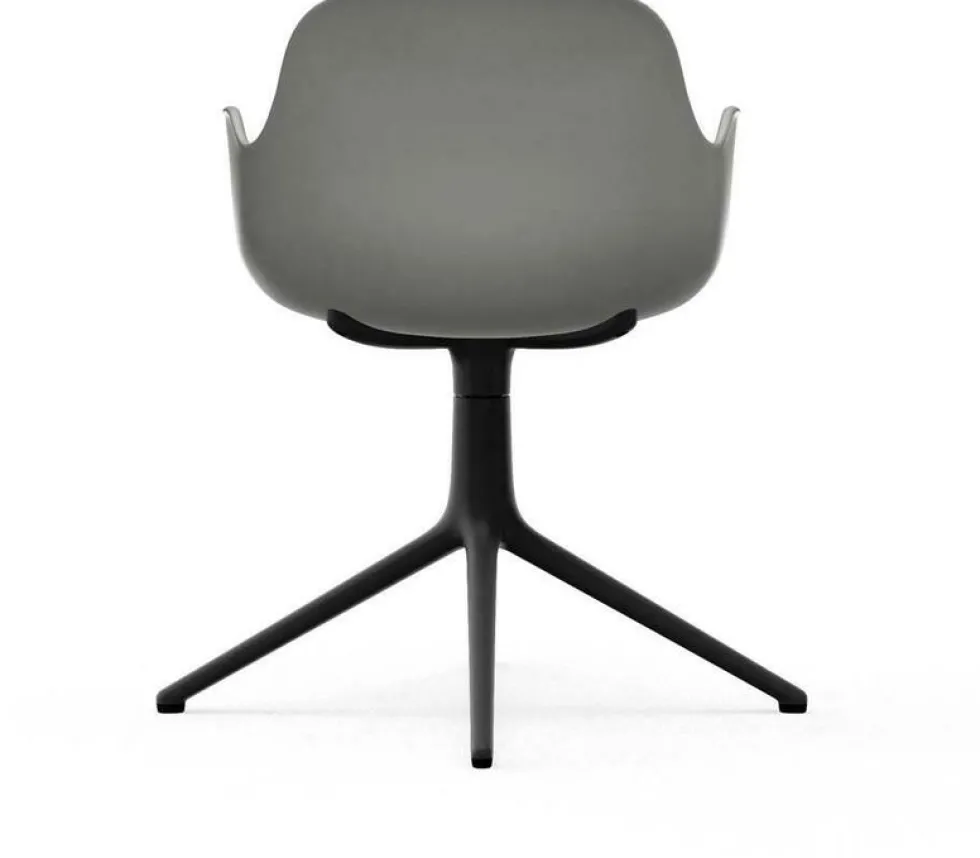 Chaise de bureau avec accoudoirs en polypropylene grise et base noire Swivel 4L Grey - Normann Copenhagen