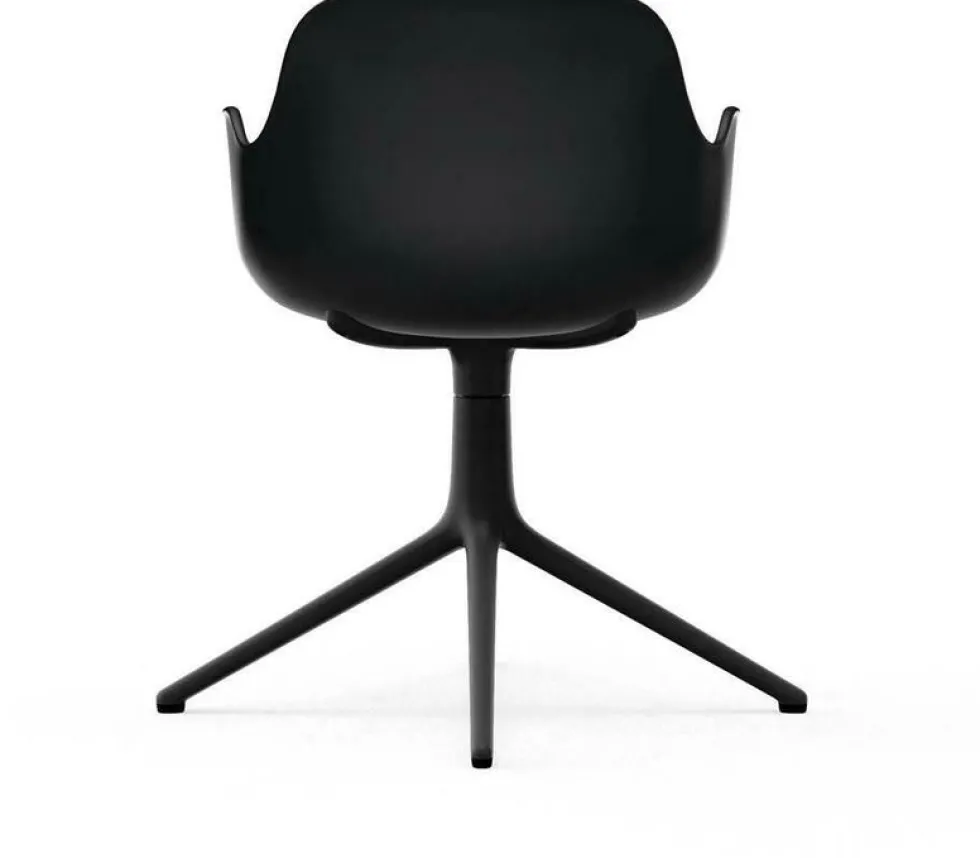 Chaise de bureau avec accoudoirs en polypropylene noire et base noire Swivel 4L noir - Normann Copenhagen