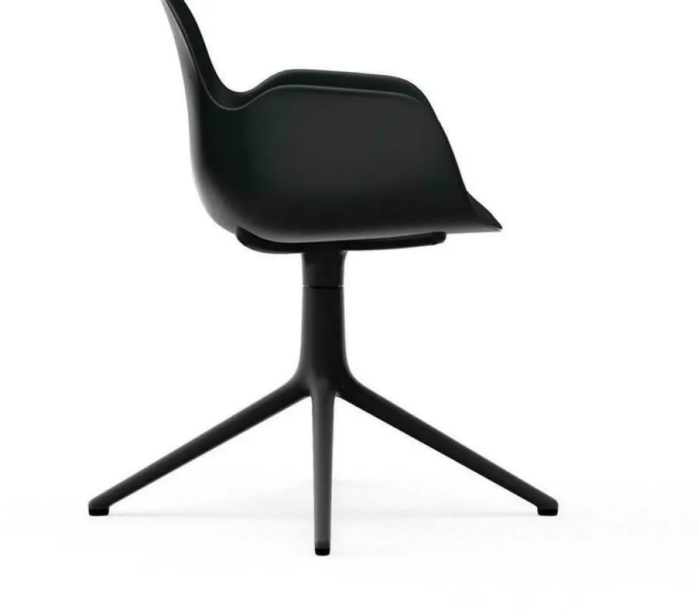 Chaise de bureau avec accoudoirs en polypropylene noire et base noire Swivel 4L noir - Normann Copenhagen