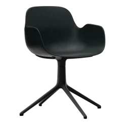 Chaise de bureau avec accoudoirs en polypropylene noire et base noire Swivel 4L noir - Normann Copenhagen
