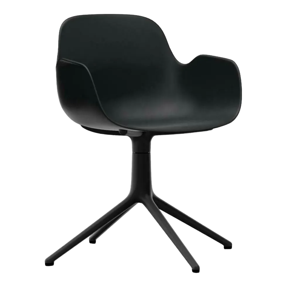 Chaise de bureau avec accoudoirs en polypropylene noire et base noire Swivel 4L noir - Normann Copenhagen
