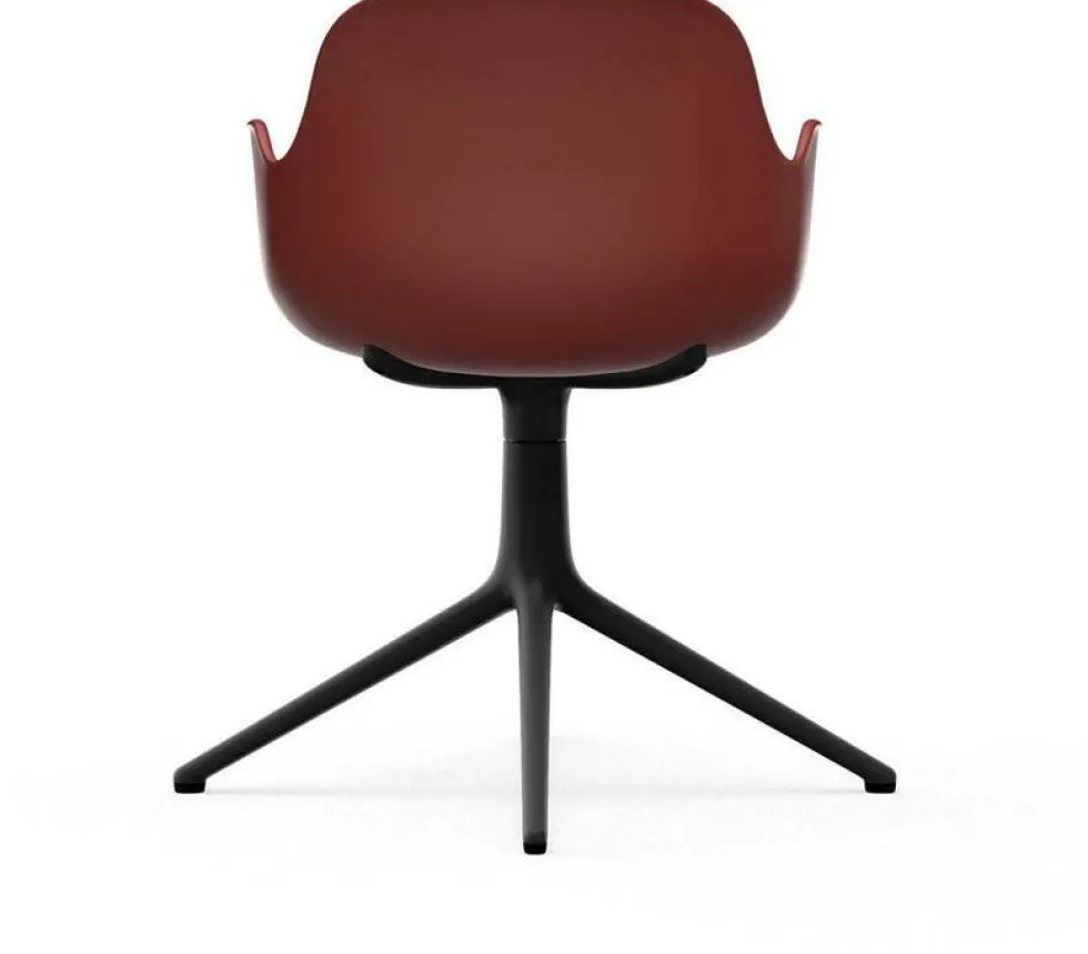 Chaise de bureau avec accoudoirs en polypropylene rouge et base noire Swivel 4L rouge - Normann Copenhagen