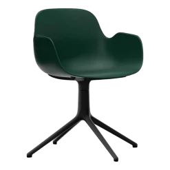 Chaise de bureau avec accoudoirs en polypropylene verte et base noire Swivel 4L vert - Normann Copenhagen