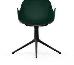 Chaise de bureau avec accoudoirs en polypropylene verte et base noire Swivel 4L vert - Normann Copenhagen