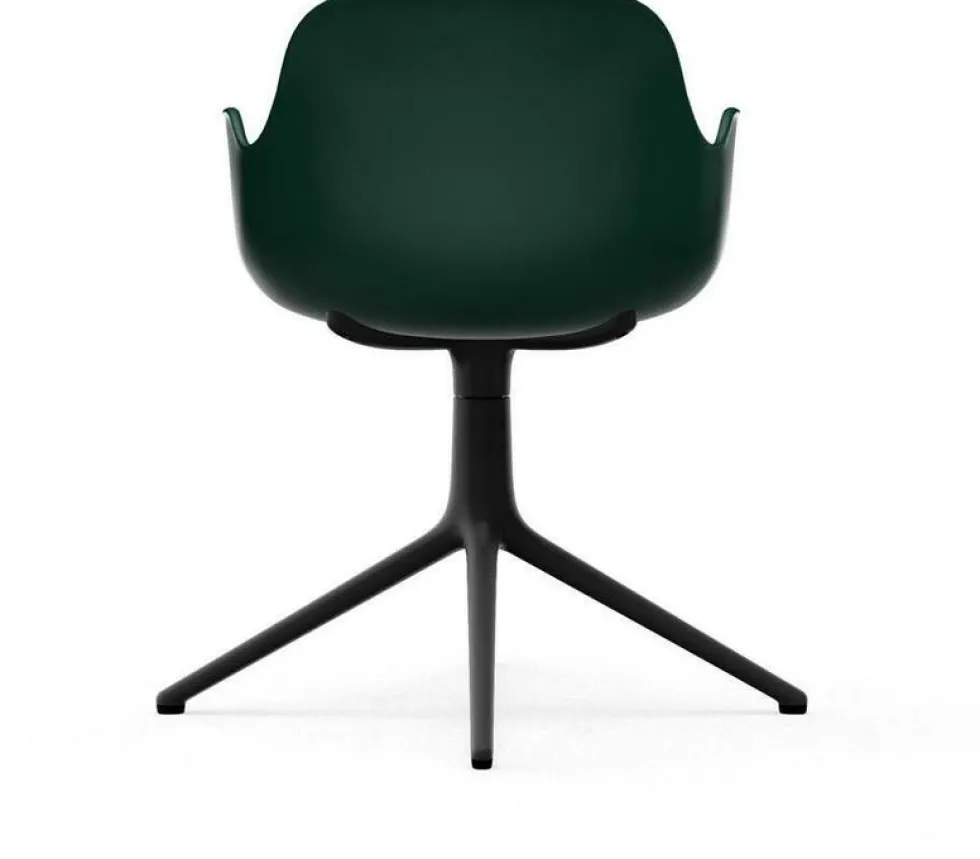 Chaise de bureau avec accoudoirs en polypropylene verte et base noire Swivel 4L vert - Normann Copenhagen