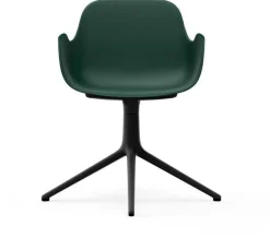 Chaise de bureau avec accoudoirs en polypropylene verte et base noire Swivel 4L vert - Normann Copenhagen
