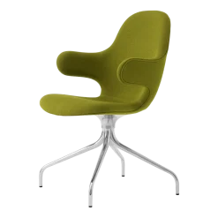 Chaise de bureau en aluminium poli et tissu vert Catch - &tradition