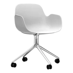 Chaise de bureau à roulettes avec accoudoirs en polypropylene blanche Swivel 4W blanc - Normann Copenhagen