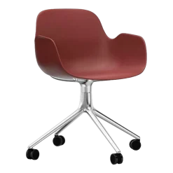 Chaise de bureau à roulettes avec accoudoirs en polypropylene rouge Swivel 4W rouge - Normann Copenhagen