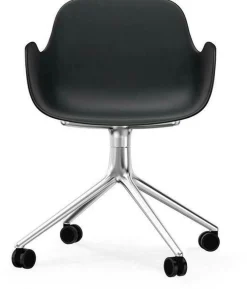 Chaise de bureau à roulettes avec accoudoirs en polypropylene noire Swivel 4W noir - Normann Copenhagen