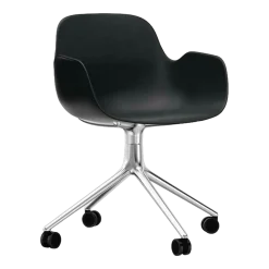 Chaise de bureau à roulettes avec accoudoirs en polypropylene noire Swivel 4W noir - Normann Copenhagen