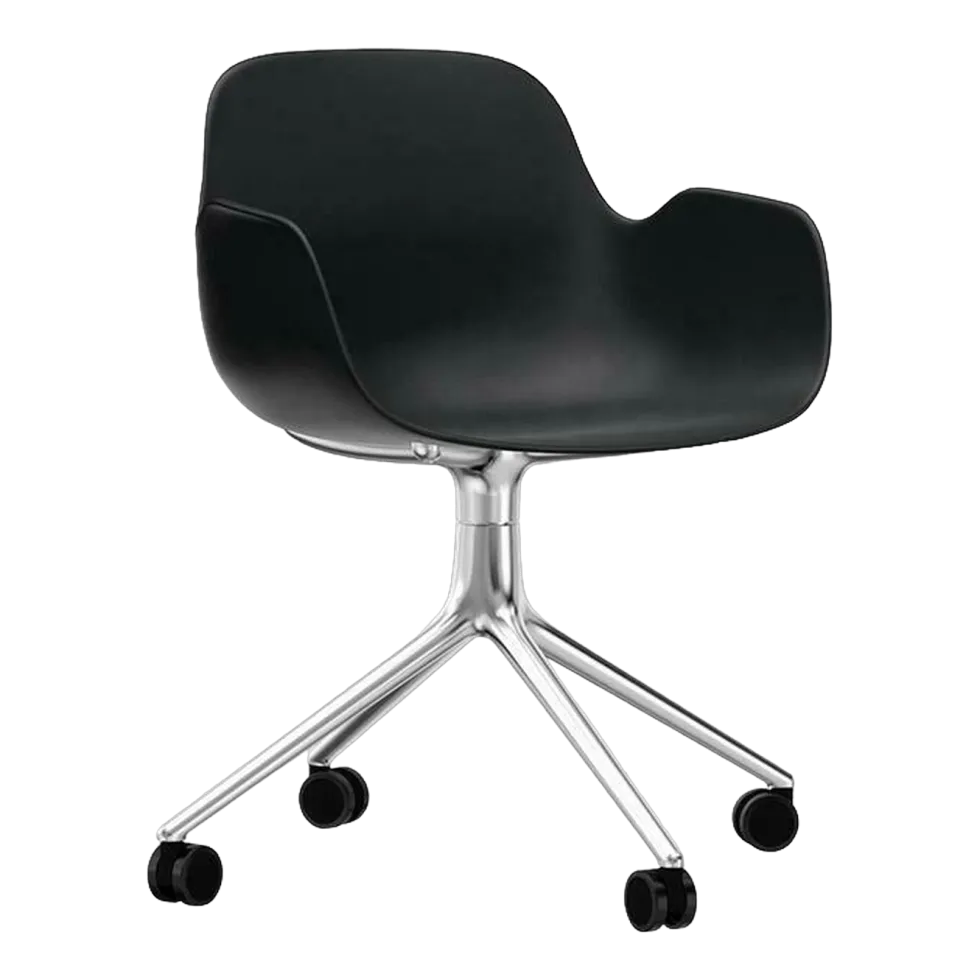 Chaise de bureau à roulettes avec accoudoirs en polypropylene noire Swivel 4W noir - Normann Copenhagen