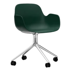 Chaise de bureau à roulettes avec accoudoirs en polypropylene verte Swivel 4W vert - Normann Copenhagen