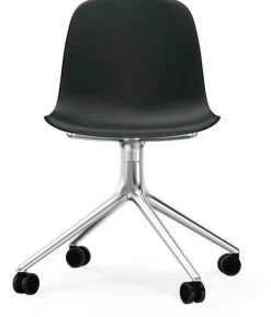 Chaise de bureau à roulettes en polypropylène noire Swivel 4W noir - Normann Copenhagen