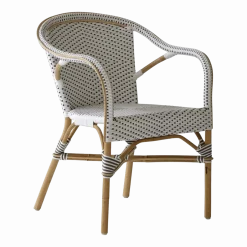 Chaise de jardin avec accoudoirs bistrot blanche Madeleine - Sika Design