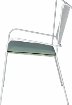 Chaise de jardin avec accoudoirs en acier blanc et coussin opale Capri - Cools Collection