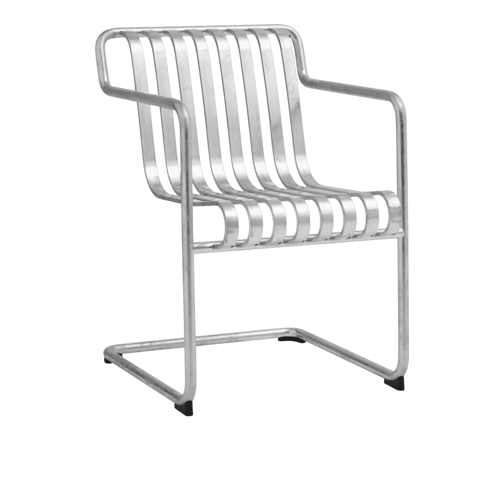 Chaise de jardin avec accoudoirs en acier galvanisé 54x65x80cm Palissade - HAY