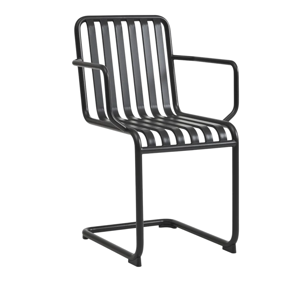Chaise de jardin avec accoudoirs en acier gris anthracite Palissade - HAY