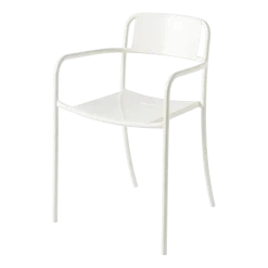 Chaise de jardin avec accoudoirs en acier inoxydable blanc pur Patio - Tolix