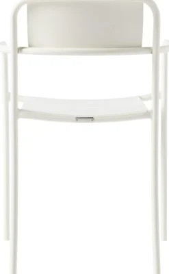 Chaise de jardin avec accoudoirs en acier inoxydable blanc pur Patio - Tolix