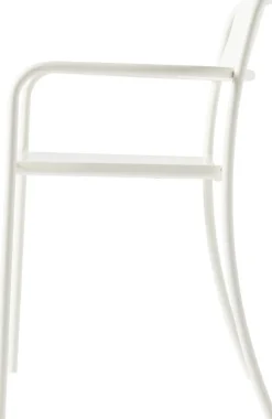 Chaise de jardin avec accoudoirs en acier inoxydable blanc pur Patio - Tolix
