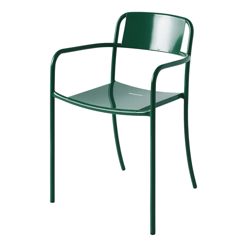 Chaise de jardin avec accoudoirs en acier inoxydable vert mousse Patio - Tolix