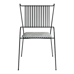 Chaise de jardin avec accoudoirs en acier noir et coussin beige Capri - Cools Collection