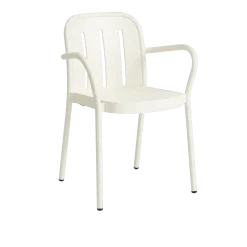 Chaise de jardin avec accoudoirs en métal blanc crème Deville - HAY