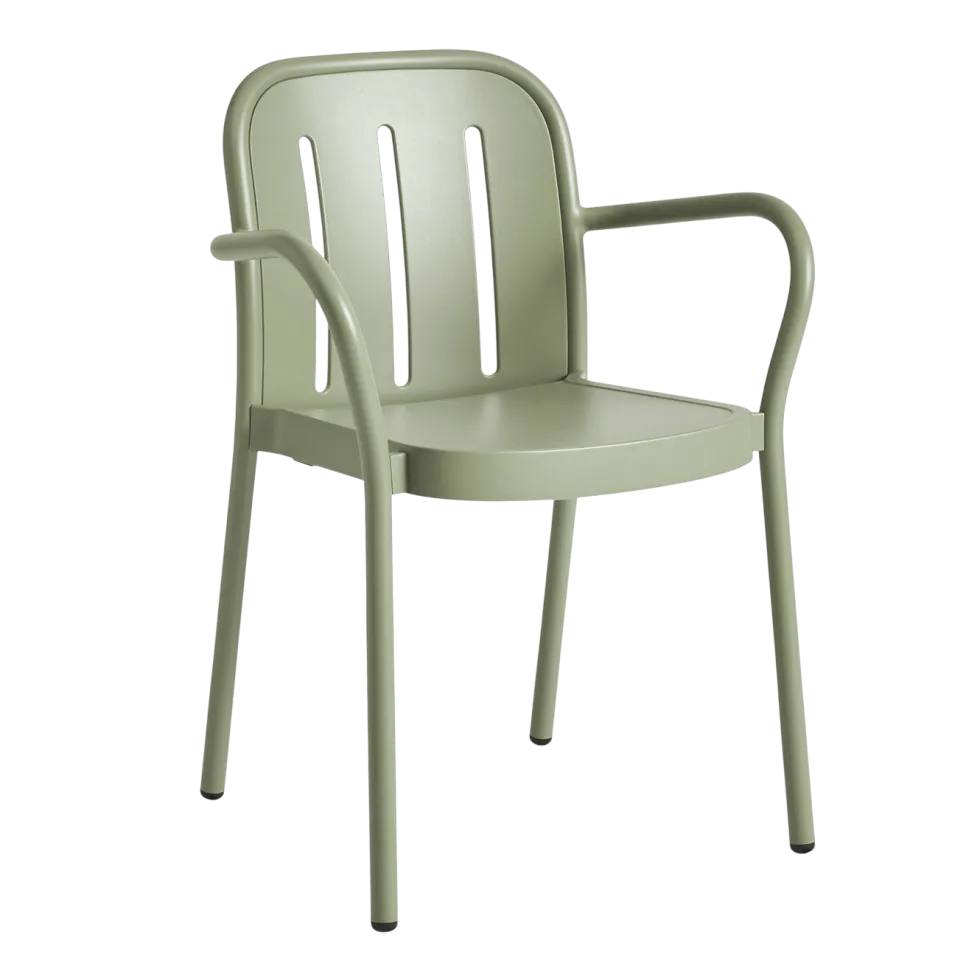Chaise de jardin avec accoudoirs en métal vert Deville - HAY