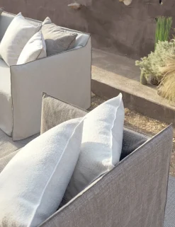 Chaise de jardin avec accoudoirs en tissu blanc Ghost Out 25 - Gervasoni