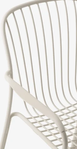 Chaise de jardin empilable avec accoudoires en acier ivoire Thorvald SC95 - &tradition