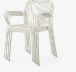 Chaise de jardin empilable avec accoudoires en acier ivoire Thorvald SC95 - &tradition